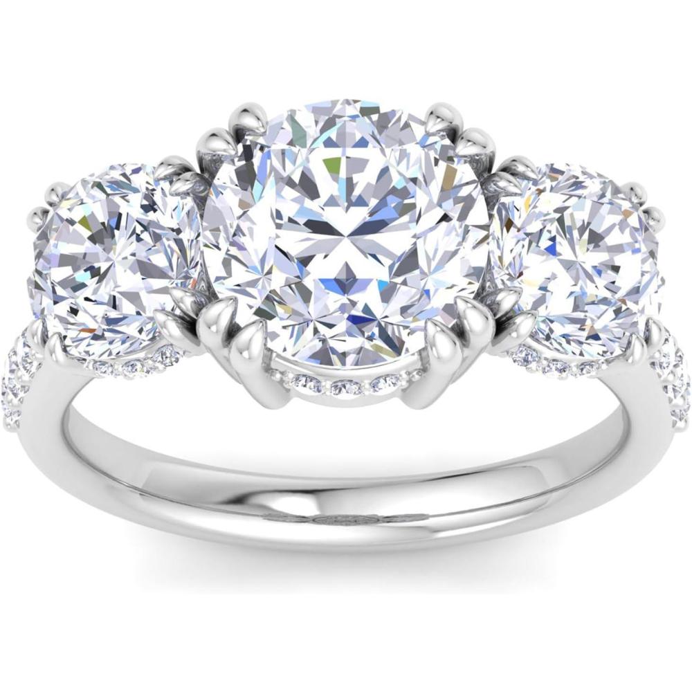 image:imageMartha Stewart 5 12 Carat Round Lab Grown Diamond Three Stone Plus Engagement Ring In Sterling Silver