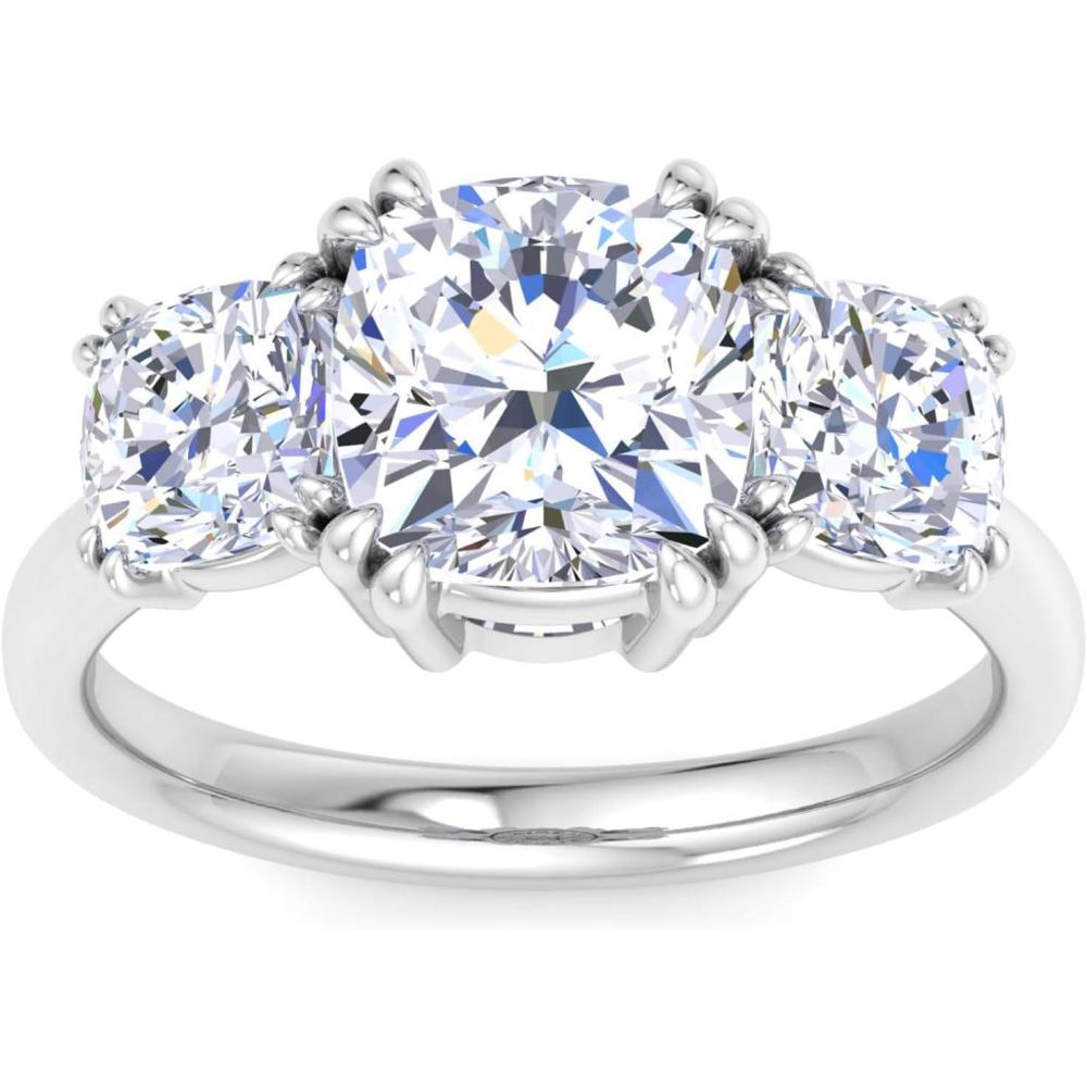 image:imageMartha Stewart 5 Carat Cushion Cut Lab Grown Diamond Three Stone Engagement Ring In Sterling Silver