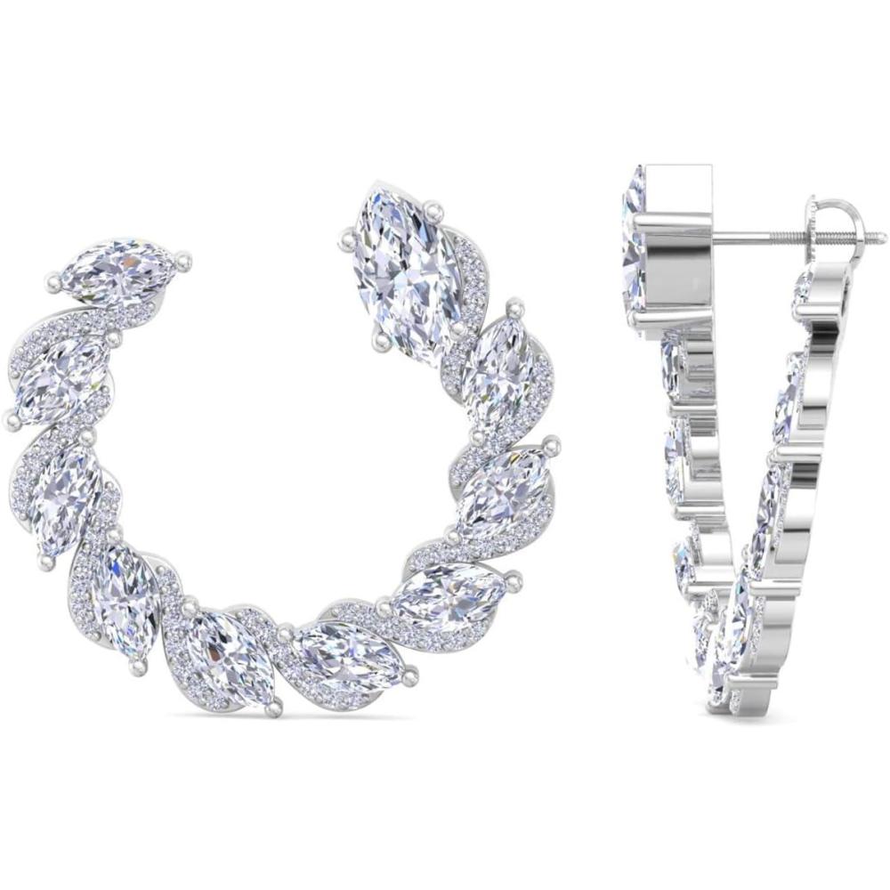 image:imageMartha Stewart 5 Carat Lab Grown Diamond Hoop Earrings Sterling Silver Hoop Earrings for WomenMarquise