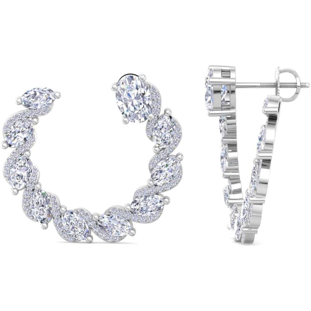 image:imageMartha Stewart 5 Carat Lab Grown Diamond Hoop Earrings Sterling Silver Hoop Earrings for WomenOval