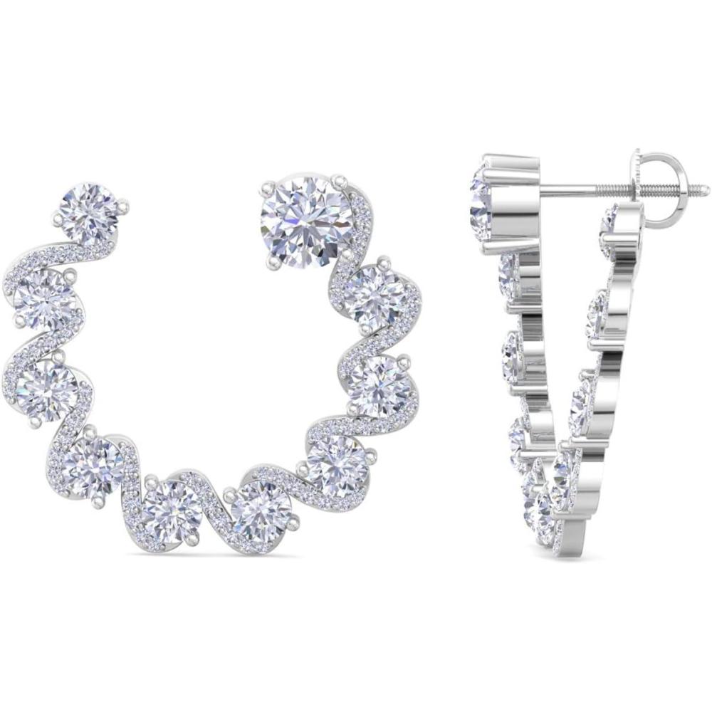 image:imageMartha Stewart 5 Carat Lab Grown Diamond Hoop Earrings Sterling Silver Hoop Earrings for WomenRoundBrilliant
