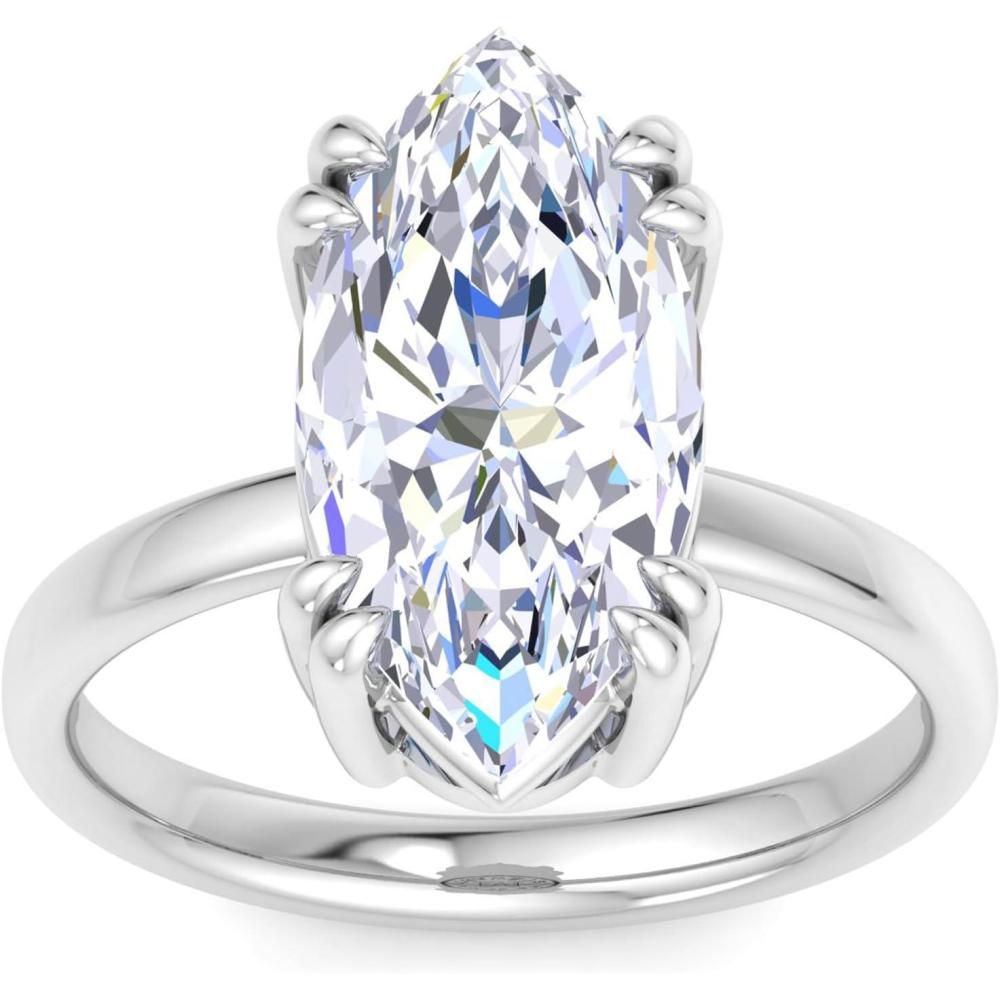 image:imageMartha Stewart 5 Carat Marquise Shape Lab Grown Diamond Solitaire Engagement Ring In Sterling Silver