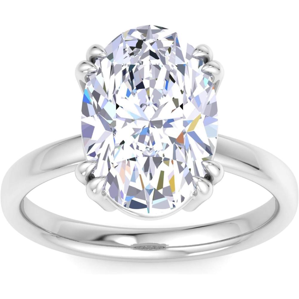 image:imageMartha Stewart 5 Carat Oval Shape Lab Grown Diamond Solitaire Engagement Ring In Sterling Silver