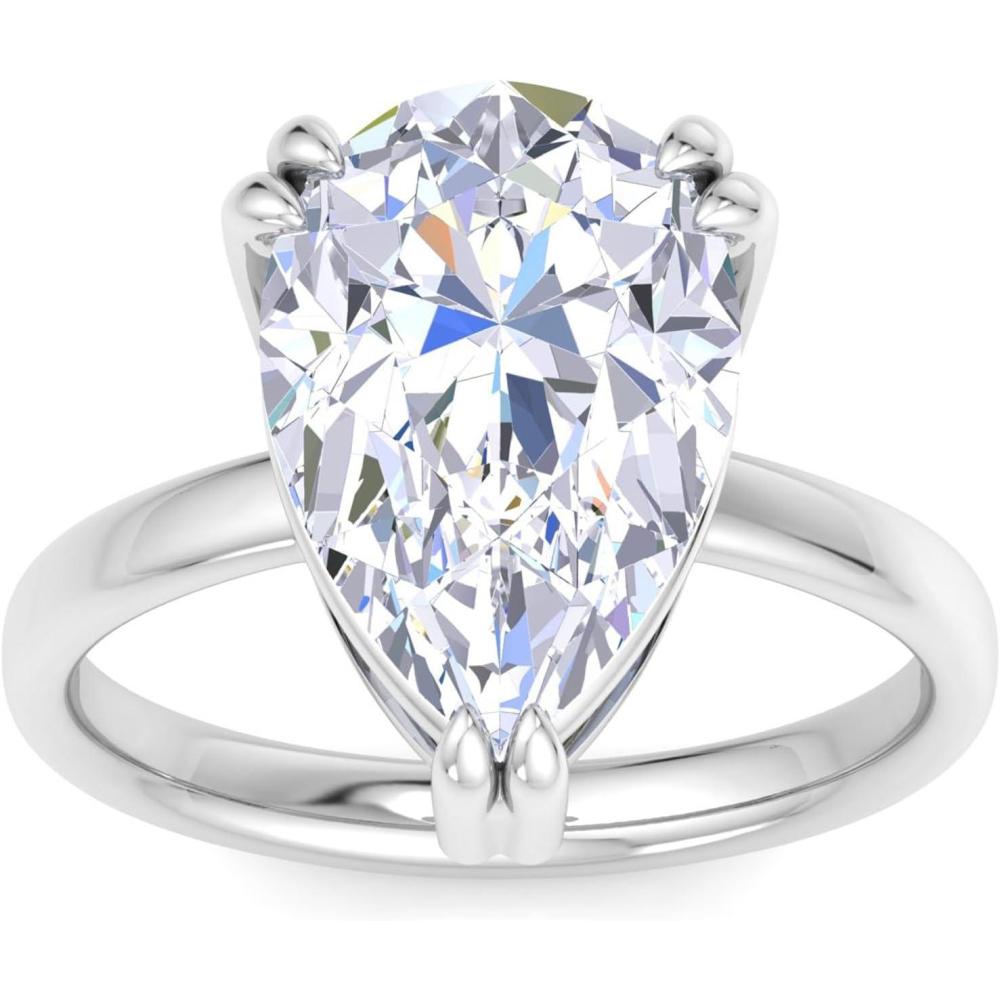 image:imageMartha Stewart 5 Carat Pear Shape Lab Grown Diamond Solitaire Engagement Ring In Sterling Silver