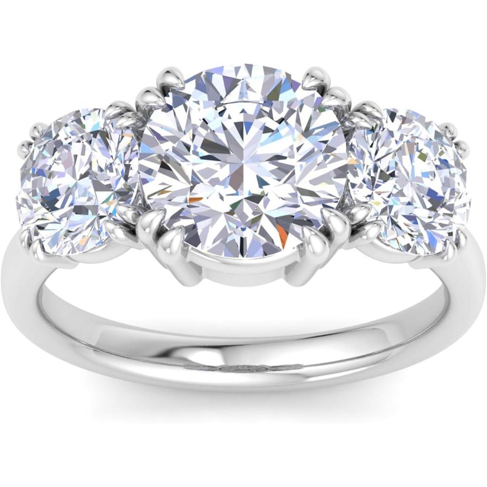 image:imageMartha Stewart 5 Carat Round Lab Grown Diamond Three Stone Engagement Ring In Sterling Silver