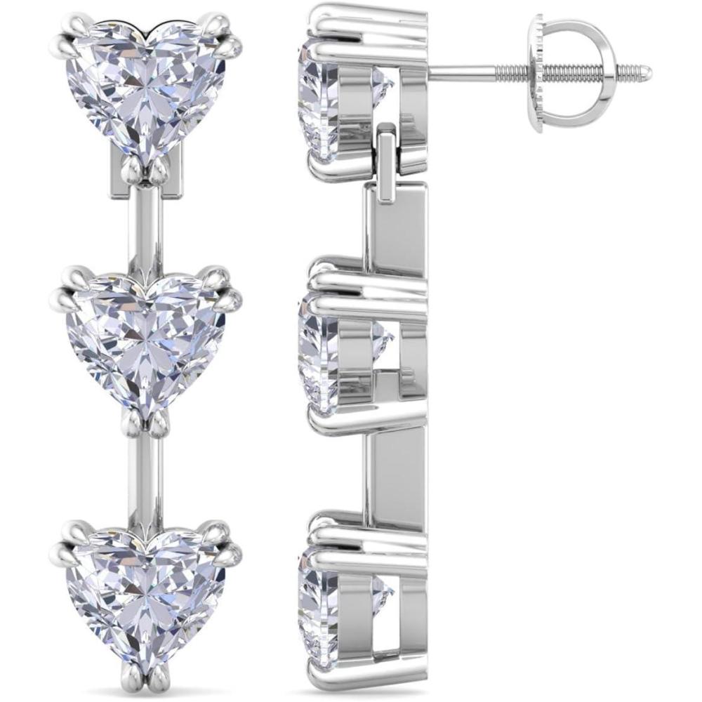 image:imageMartha Stewart Lab Grown Diamond Earrings Drop Style Sterling Silver Fine Jewelry for WomenHeart Shape3 Carat