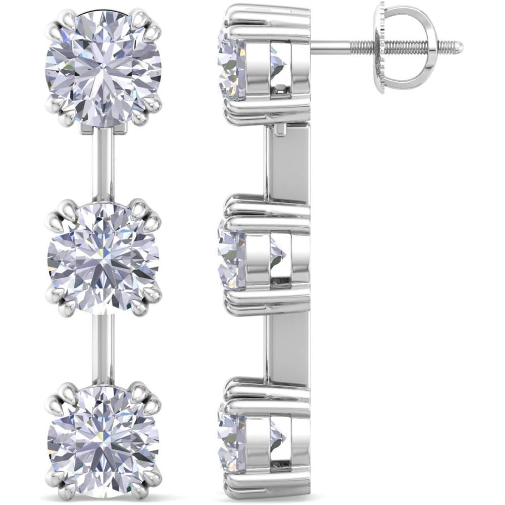 image:imageMartha Stewart Lab Grown Diamond Earrings Drop Style Sterling Silver Fine Jewelry for WomenHeart Shape5 Carat