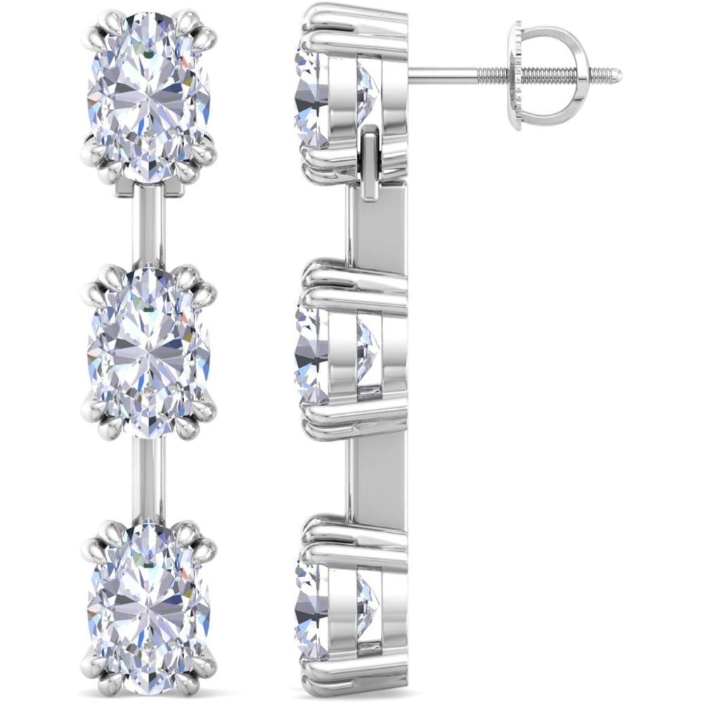 image:imageMartha Stewart Lab Grown Diamond Earrings Drop Style Sterling Silver Fine Jewelry for WomenOval Shape3 Carat