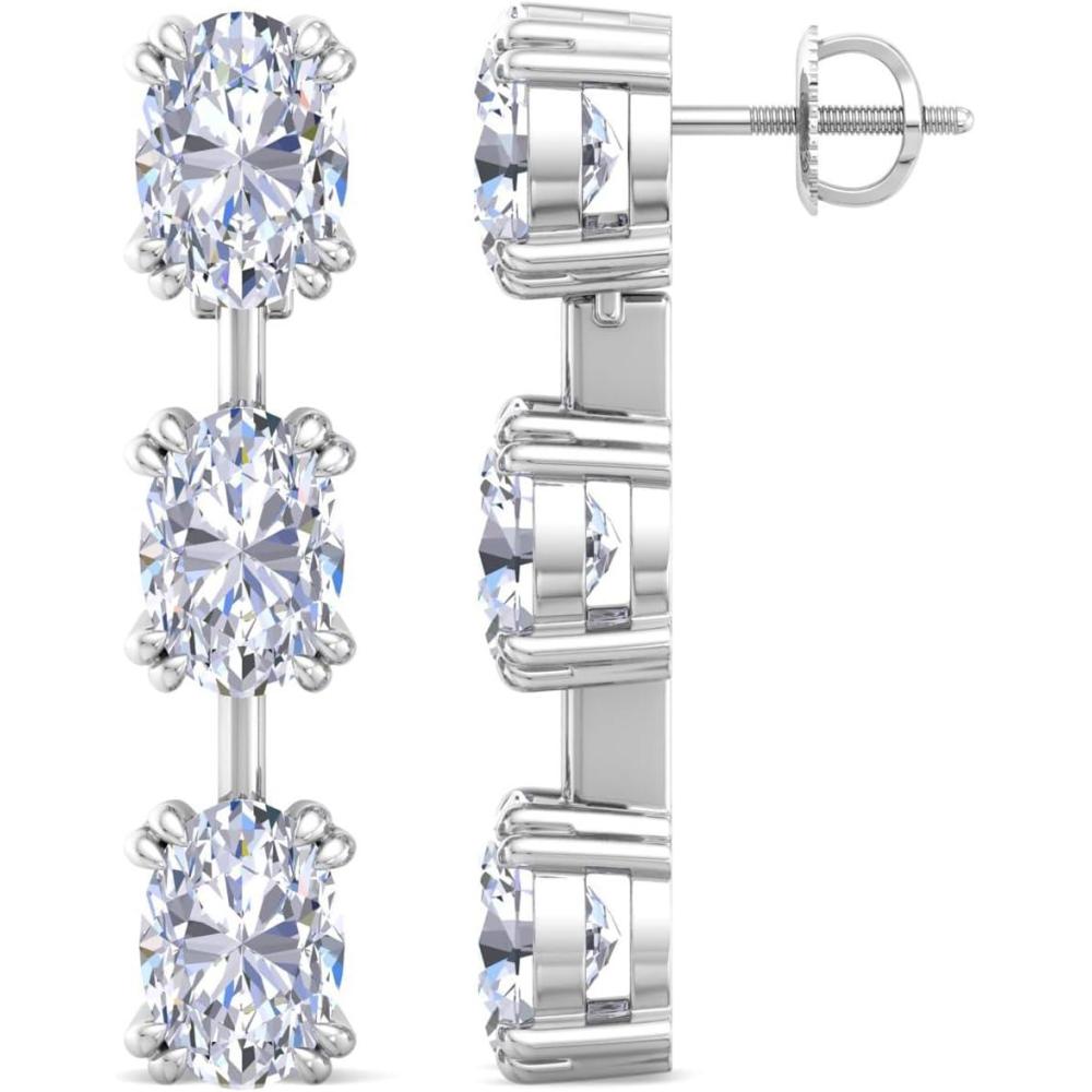 image:imageMartha Stewart Lab Grown Diamond Earrings Drop Style Sterling Silver Fine Jewelry for WomenOval Shape5 Carat