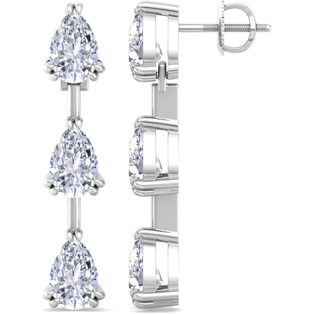 image:imageMartha Stewart Lab Grown Diamond Earrings Drop Style Sterling Silver Fine Jewelry for WomenPear Shape3 Carat