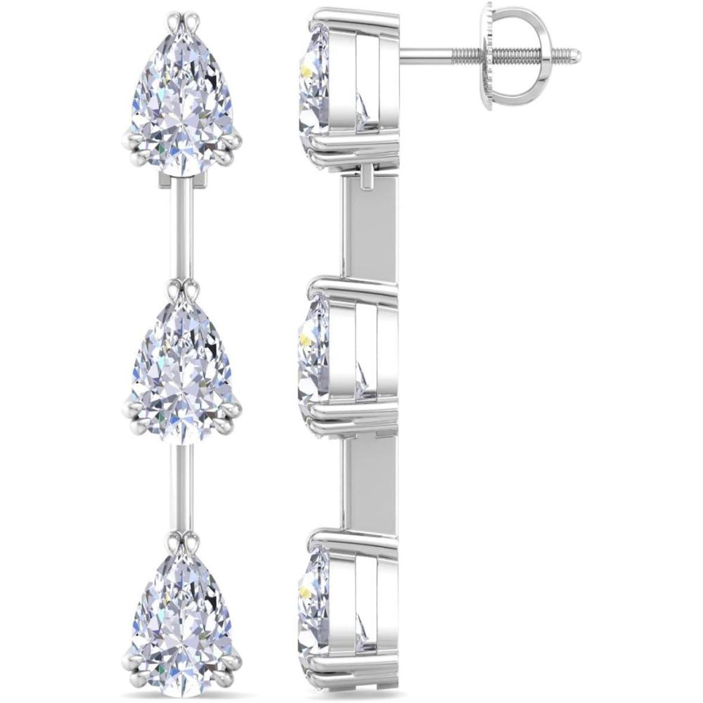 image:imageMartha Stewart Lab Grown Diamond Earrings Drop Style Sterling Silver Fine Jewelry for WomenPear Shape5 Carat