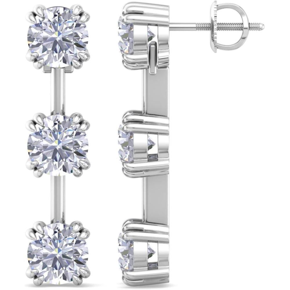 image:imageMartha Stewart Lab Grown Diamond Earrings Drop Style Sterling Silver Fine Jewelry for WomenRound Shape3 Carat