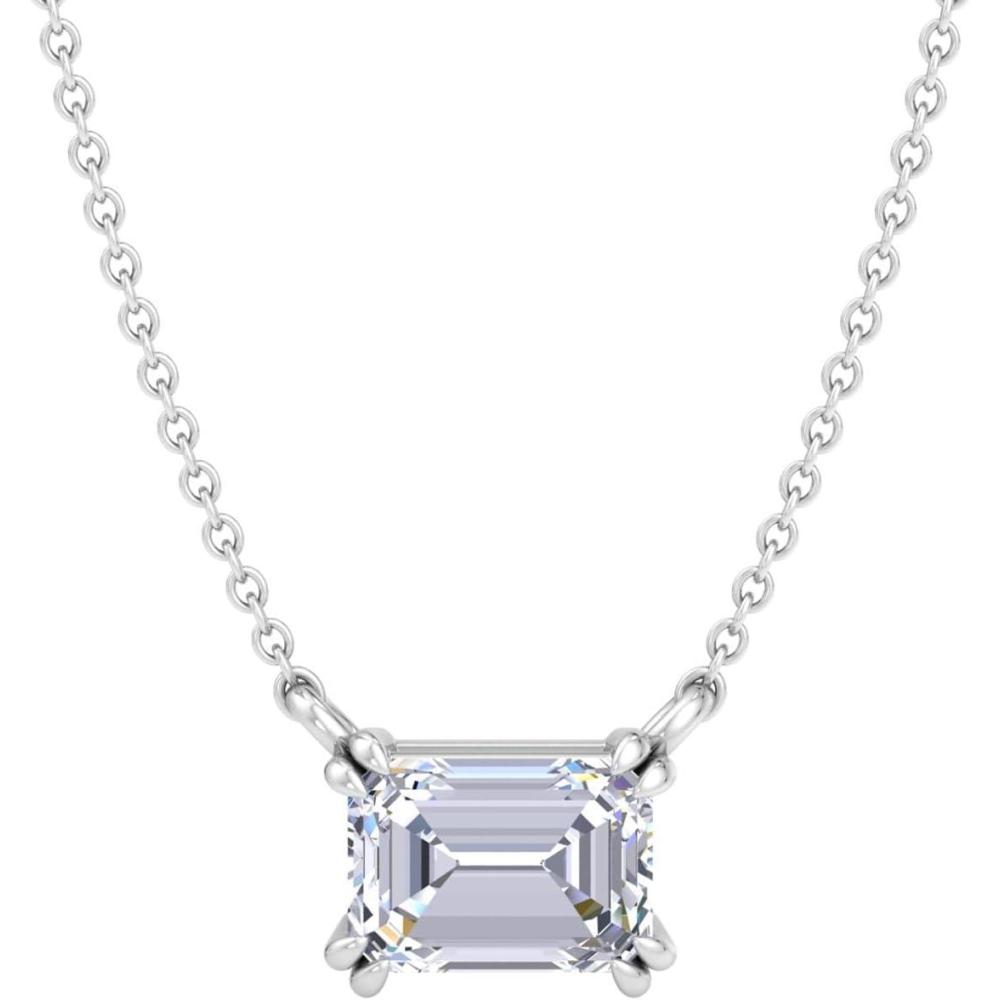 image:imageMartha Stewart Lab Grown Diamond Solitaire Necklace In Sterling Silver Emerald Heart Pear or Round ShapeEmerald Cut2 Carat