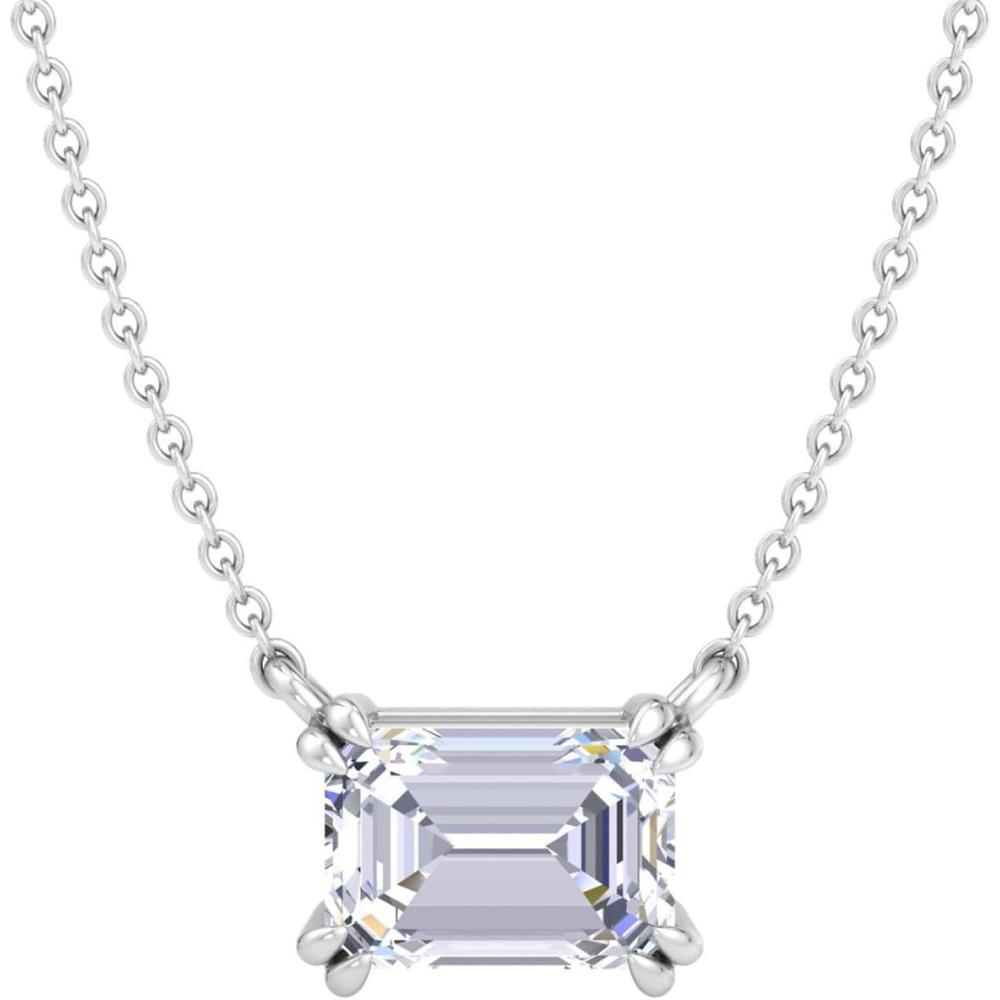 image:imageMartha Stewart Lab Grown Diamond Solitaire Necklace In Sterling Silver Emerald Heart Pear or Round ShapeEmerald Cut3 Carat