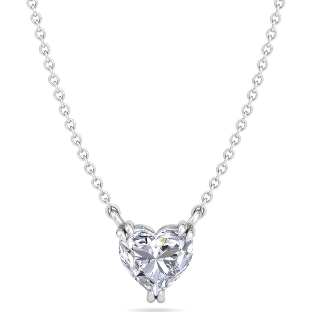 image:imageMartha Stewart Lab Grown Diamond Solitaire Necklace In Sterling Silver Emerald Heart Pear or Round ShapeHeart Shape1 Carat