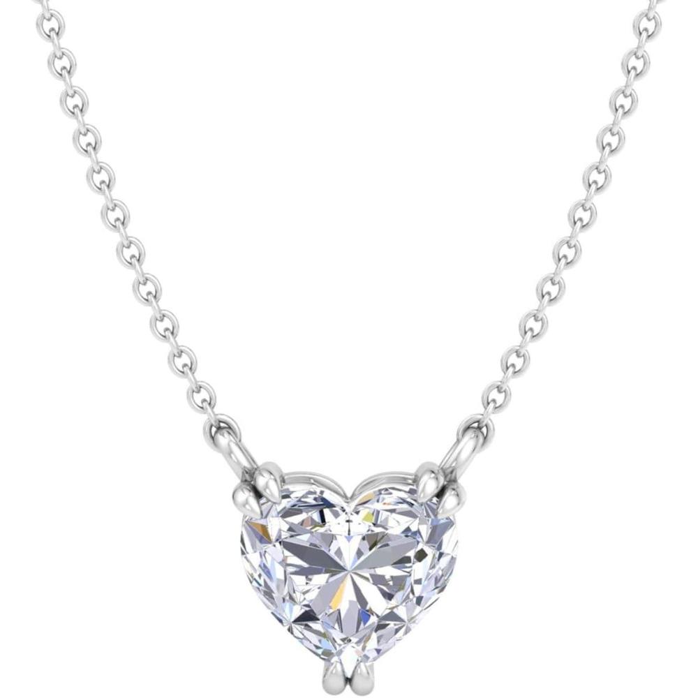 image:imageMartha Stewart Lab Grown Diamond Solitaire Necklace In Sterling Silver Emerald Heart Pear or Round ShapeHeart Shape2 Carat