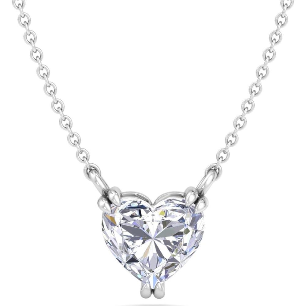 image:imageMartha Stewart Lab Grown Diamond Solitaire Necklace In Sterling Silver Emerald Heart Pear or Round ShapeHeart Shape3 Carat
