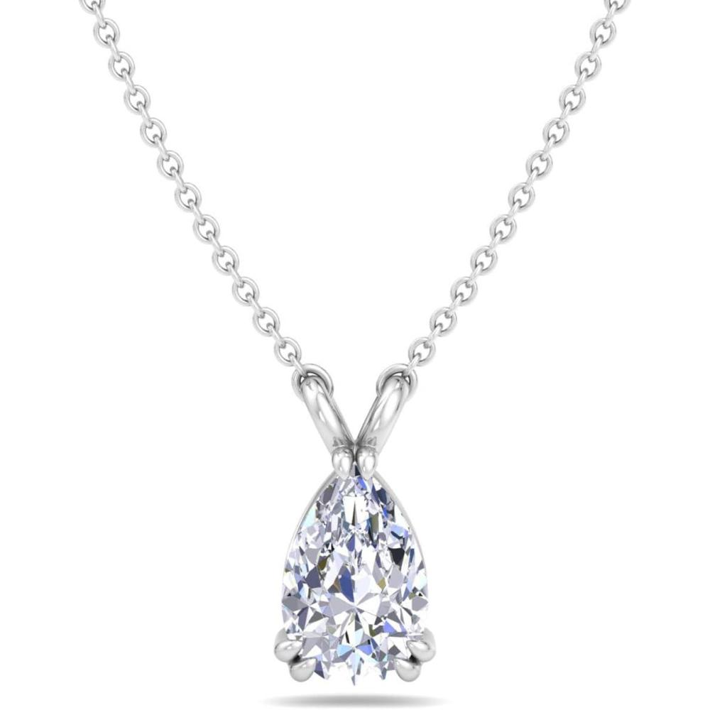 image:imageMartha Stewart Lab Grown Diamond Solitaire Necklace In Sterling Silver Emerald Heart Pear or Round ShapePear Shape1 Carat