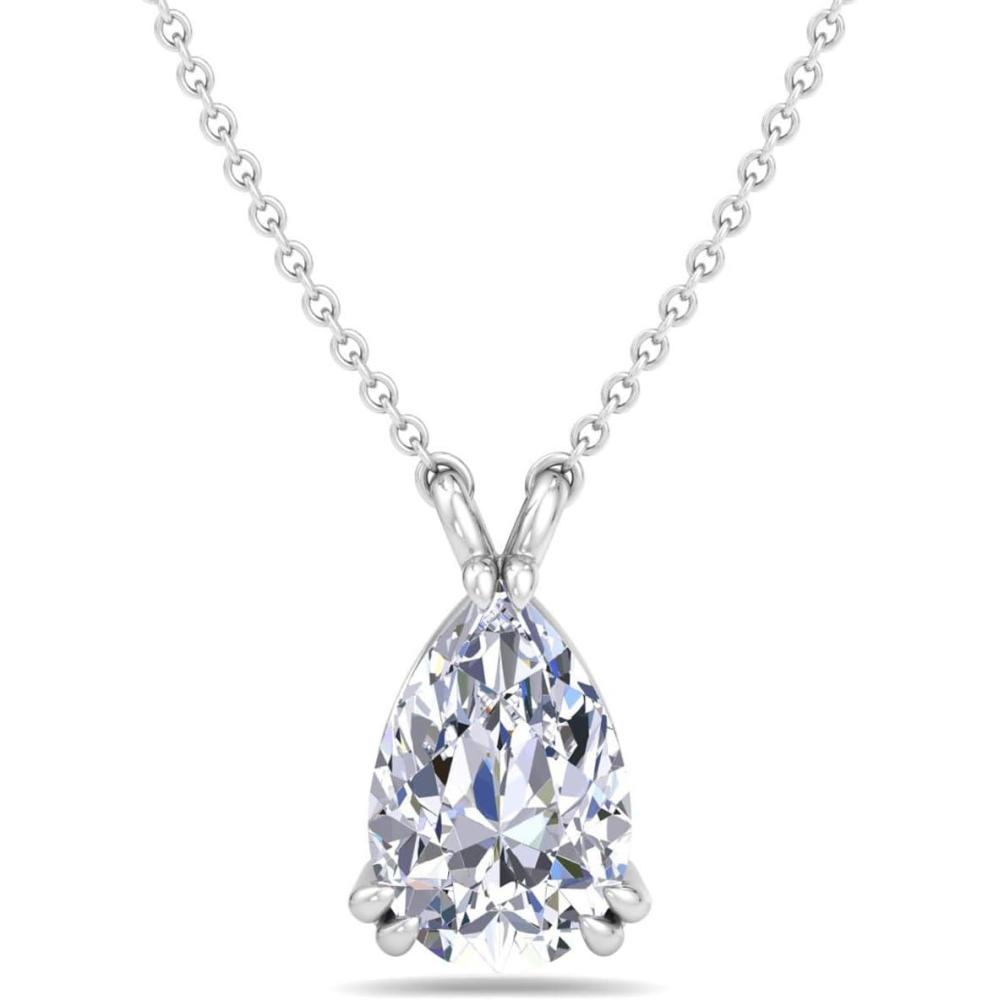 image:imageMartha Stewart Lab Grown Diamond Solitaire Necklace In Sterling Silver Emerald Heart Pear or Round ShapePear Shape2 Carat