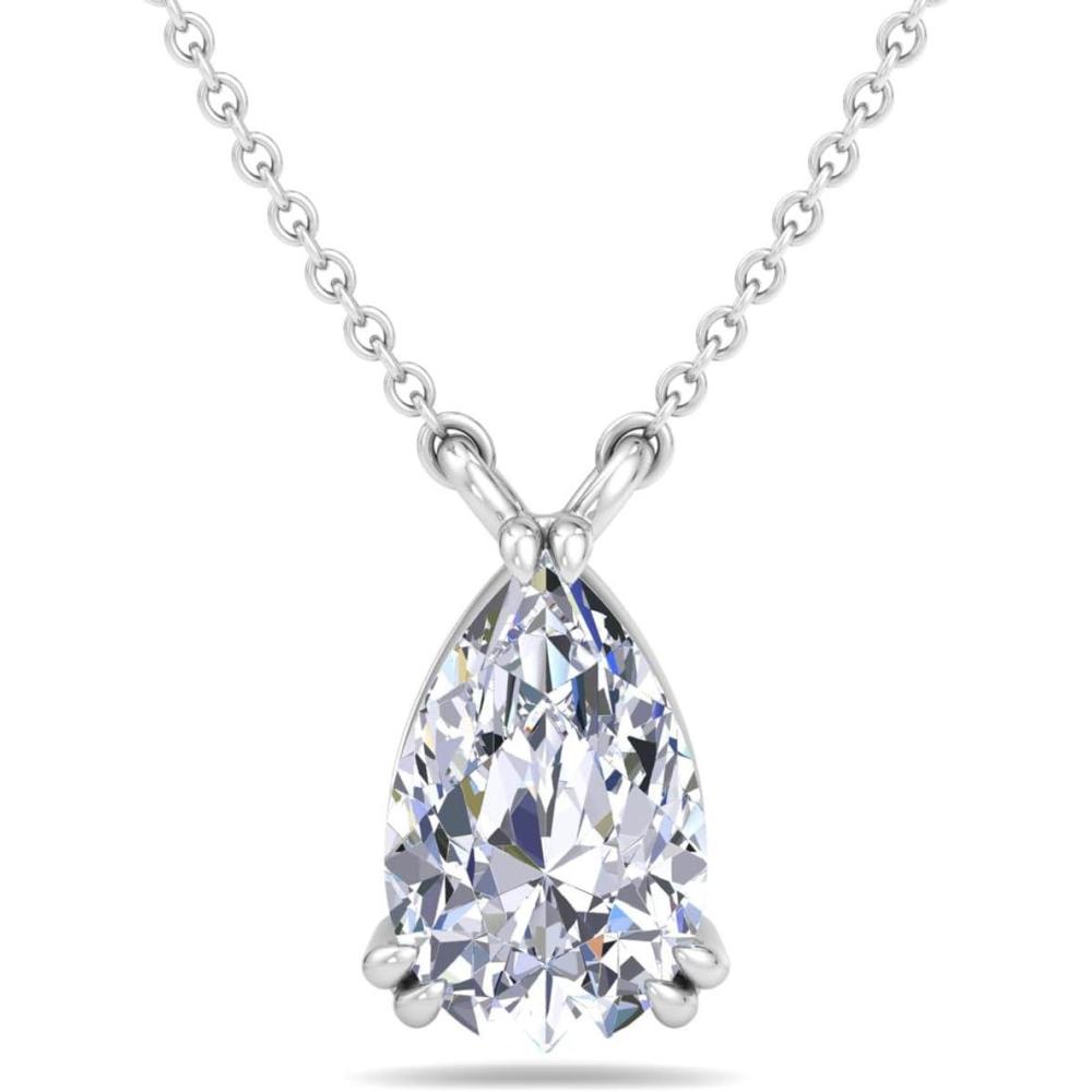 image:imageMartha Stewart Lab Grown Diamond Solitaire Necklace In Sterling Silver Emerald Heart Pear or Round ShapePear Shape3 Carat