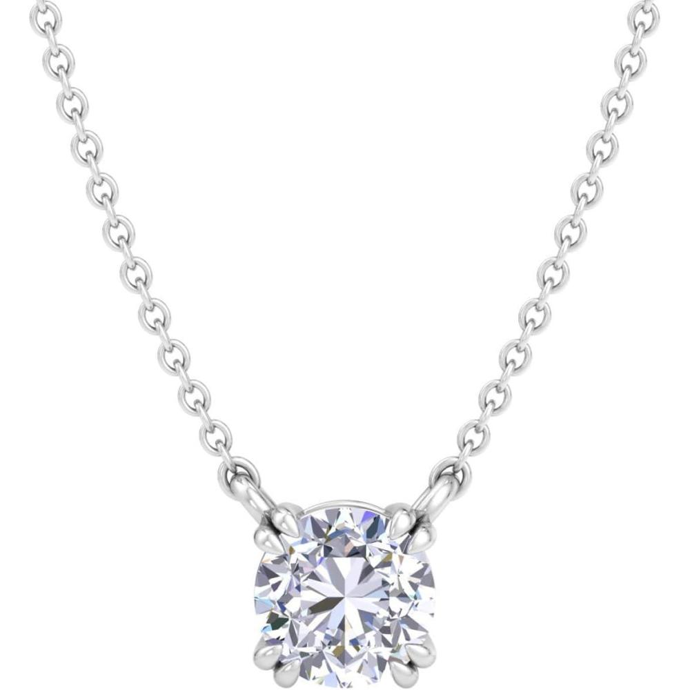 image:imageMartha Stewart Lab Grown Diamond Solitaire Necklace In Sterling Silver Emerald Heart Pear or Round ShapeRound Shape1 Carat