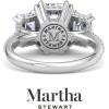 Martha Stewart 5 1/2 Carat Emerald Cut Lab Grown Diamond Three Stone Plus Engagement Ring In Sterling Silver