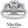 Martha Stewart 5 1/2 Carat Oval Shape Lab Grown Diamond Three Stone Plus Engagement Ring In Sterling Silver
