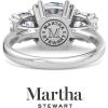 Martha Stewart 5 Carat Cushion Cut Lab Grown Diamond Three Stone Engagement Ring In Sterling Silver