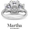 Martha Stewart 5 Carat Emerald Cut Lab Grown Diamond Three Stone Engagement Ring In Sterling Silver