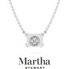 Martha Stewart Lab Grown Diamond Solitaire Necklace In Sterling Silver, Emerald, Heart, Pear, or Round Shape(Emerald Cut/1 Carat)