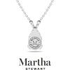 Martha Stewart Lab Grown Diamond Solitaire Necklace In Sterling Silver, Emerald, Heart, Pear, or Round Shape(Pear Shape/1 Carat)
