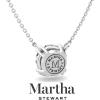 Martha Stewart Lab Grown Diamond Solitaire Necklace In Sterling Silver, Emerald, Heart, Pear, or Round Shape(Round Shape/3 Carat)