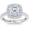 Martha Stewart 4 Carat Cushion Cut Lab Grown Diamond Halo Engagement Ring In Sterling Silver