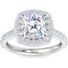 Martha Stewart 4 Carat Cushion Cut Lab Grown Diamond Hidden Halo Engagement Ring In Sterling Silver