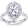 Martha Stewart 4 Carat Pear Shape Lab Grown Diamond Halo Engagement Ring In Sterling Silver