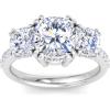 Martha Stewart 5 1/2 Carat Cushion Cut Lab Grown Diamond Three Stone Plus Engagement Ring In Sterling Silver