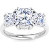 Martha Stewart 5 Carat Cushion Cut Lab Grown Diamond Three Stone Engagement Ring In Sterling Silver