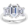 Martha Stewart 5 Carat Emerald Cut Lab Grown Diamond Three Stone Engagement Ring In Sterling Silver