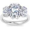 Martha Stewart 5 Carat Oval Shape Lab Grown Diamond Three Stone Engagement Ring In Sterling Silver