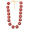 Martha Stewart Cushion Crystal Statement Necklace(Red)