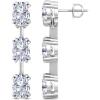 Martha Stewart Lab Grown Diamond Earrings, Drop Style, Sterling Silver, Fine Jewelry for Women(Oval Shape/3 Carat)