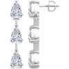 Martha Stewart Lab Grown Diamond Earrings, Drop Style, Sterling Silver, Fine Jewelry for Women(Pear Shape/3 Carat)