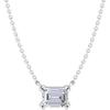 Martha Stewart Lab Grown Diamond Solitaire Necklace In Sterling Silver, Emerald, Heart, Pear, or Round Shape(Emerald Cut/1 Carat)
