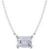 Martha Stewart Lab Grown Diamond Solitaire Necklace In Sterling Silver, Emerald, Heart, Pear, or Round Shape(Emerald Cut/2 Carat)