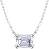 Martha Stewart Lab Grown Diamond Solitaire Necklace In Sterling Silver, Emerald, Heart, Pear, or Round Shape(Emerald Cut/3 Carat)