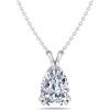 Martha Stewart Lab Grown Diamond Solitaire Necklace In Sterling Silver, Emerald, Heart, Pear, or Round Shape(Pear Shape/2 Carat)