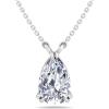 Martha Stewart Lab Grown Diamond Solitaire Necklace In Sterling Silver, Emerald, Heart, Pear, or Round Shape(Pear Shape/3 Carat)