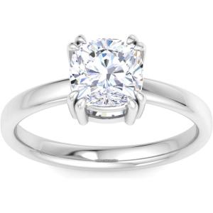 Martha Stewart 2 Carat Cushion Cut Lab Grown Diamond Solitaire Engagement Ring In Sterling Silver