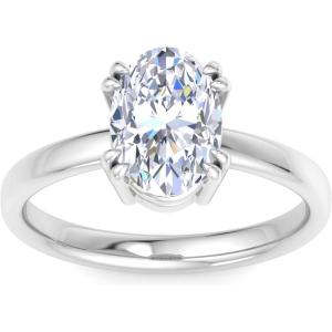Martha Stewart 2 Carat Oval Shape Lab Grown Diamond Solitaire Engagement Ring In Sterling Silver