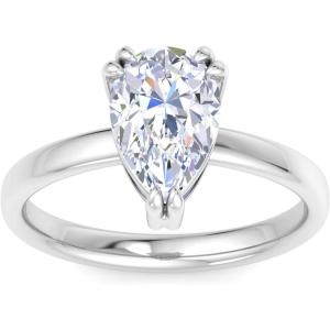 Martha Stewart 2 Carat Pear Shape Lab Grown Diamond Solitaire Engagement Ring In Sterling Silver